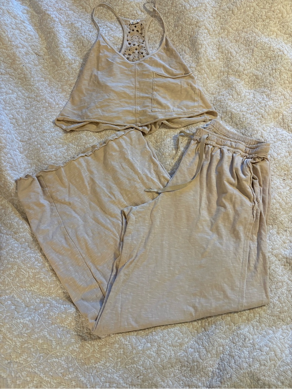 Aerie Cream Lace-Back Set - Soft Sleepwear